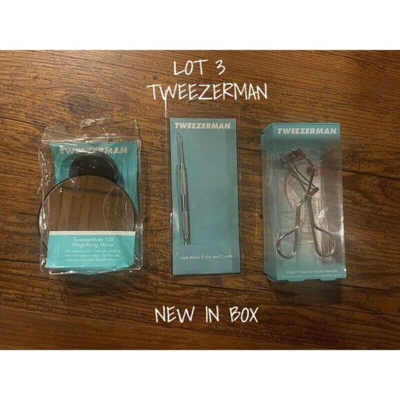 Tweezerman Eyelash Curl Nail Cuticle Cleaner Lighted Mirror Lot 3 Brand New - Picture 1 of 1